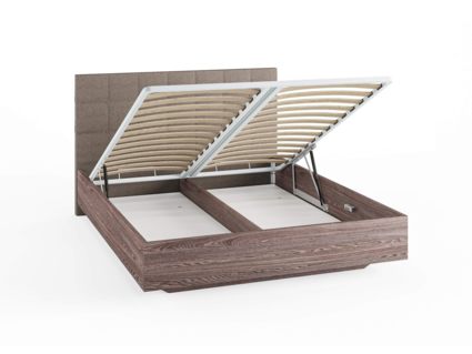 Кровать Сонум Luiza Ясень Анкор + Рогожка Песочная (с подъемным механизмом) 140х190