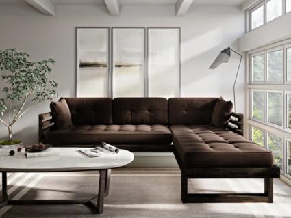 Диван Арско Стоун угловой трехместный коричневый Длина 218 см