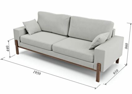 Диван Арско Хангель трехместный серый Длина 195 см