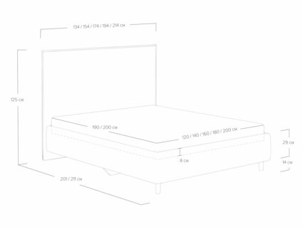 Кровать Сонум Eveline Рогожка Деним (с подъемным механизмом) 160х200