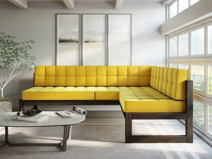 Диван Арско Сега угловой трехместный жёлтый