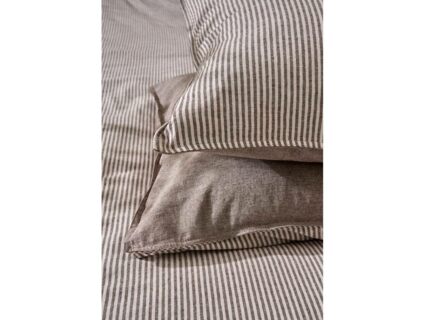 Комплект постельного белья Luxberry ЛЁН И ХЛОПОК белый/коричневая полоса Евро