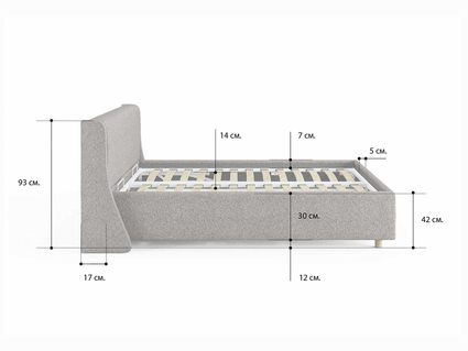 Кровать Сонум Barcelona Рогожка Пепельная 80х200