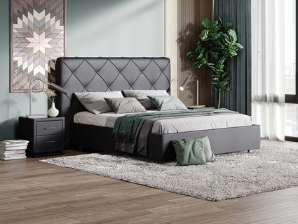 Кровать Сонум Manhattan Экокожа Коричневый (с основанием) 90х190