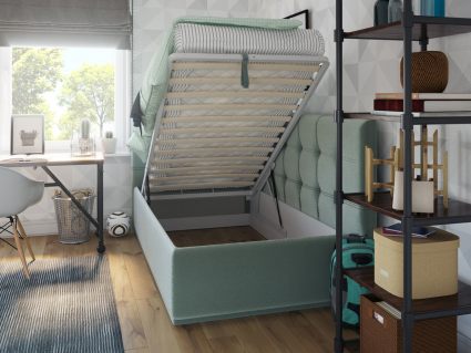 Кровать Nuvola Sabina угловая Velutto 22 (с подъемным механизмом) 90х190